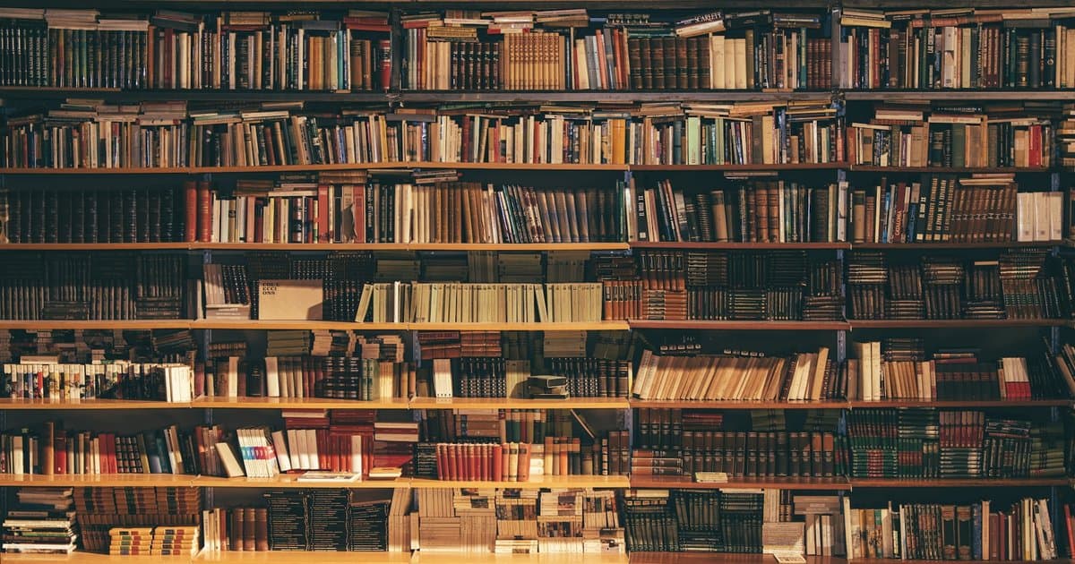 Library shelves of carefully curated books representing context engineering for AI agents