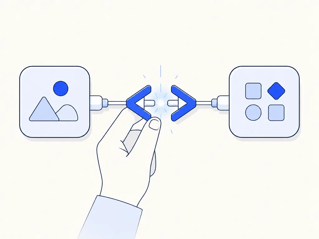 Illustration: two app modules being connected by a hand-built link